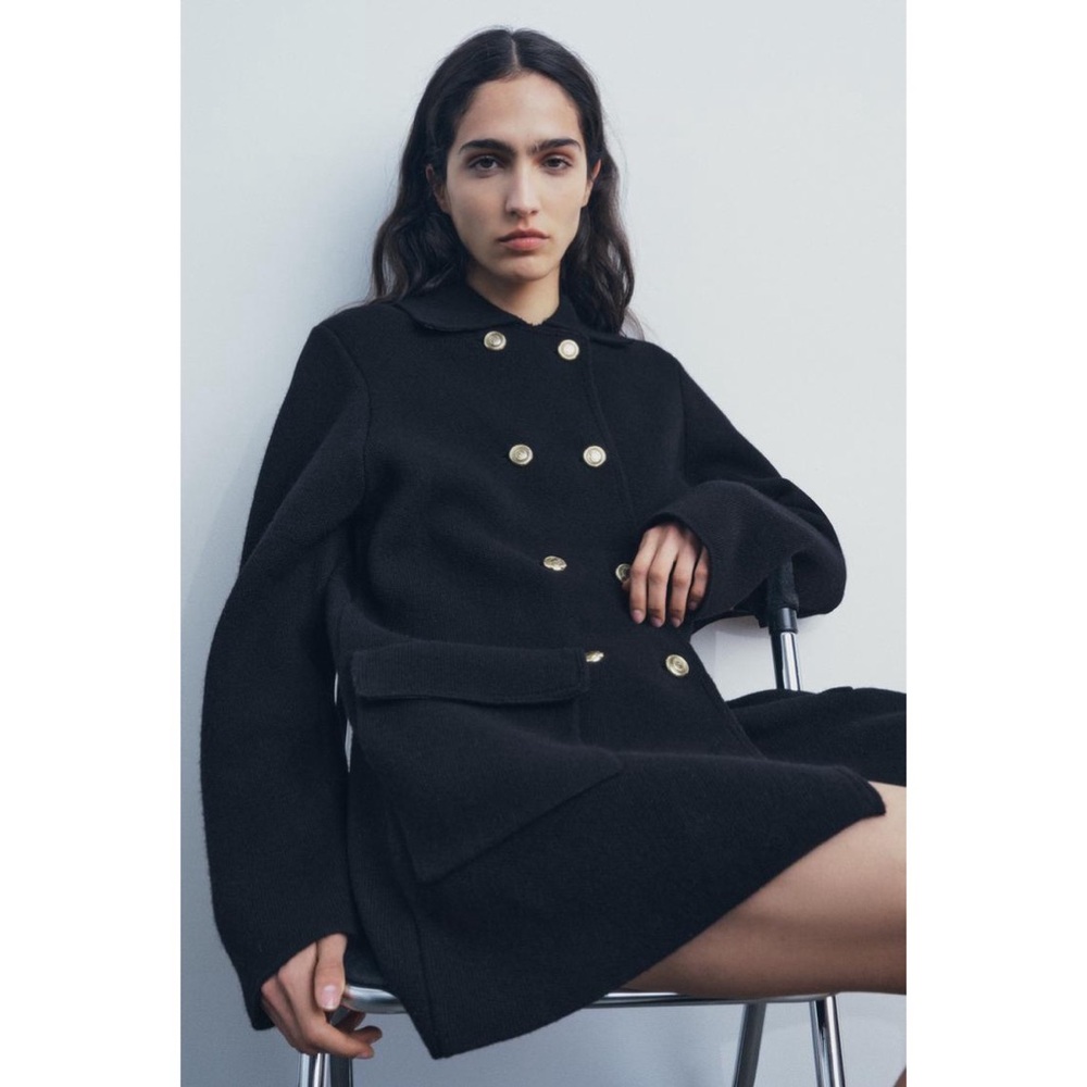 Zara 100% Wool Knit Coat NWT